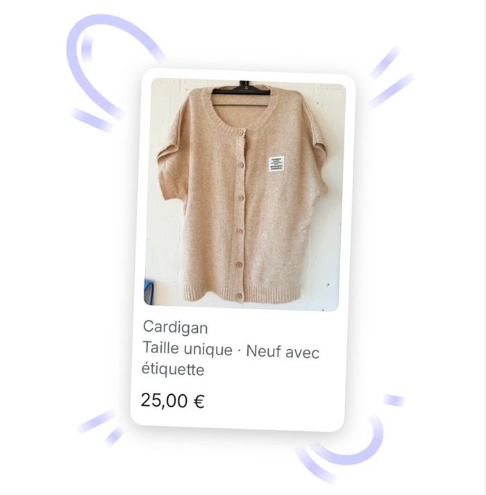 Gilet pull cardigan manches courtes  Matière très douce