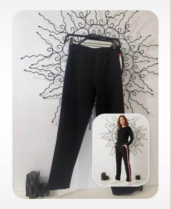 Pantalon Noir Bandes Cotées Rouge/Blanc - Taille XL (Taille Petit S/M)