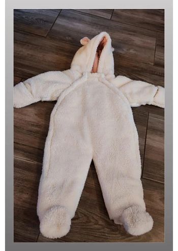 Combinaison avec capuche blanc rose hiver Bout'chou Taille 6 mois