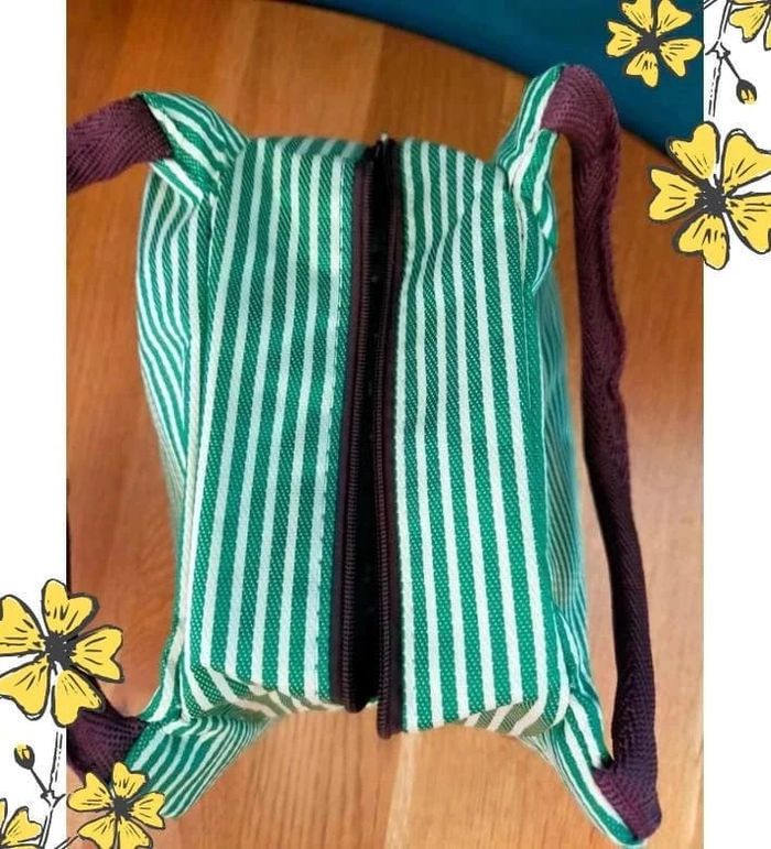 Sac isotherme rayé vert – Compact & pratique - lunchbox d’été - photo numéro 4