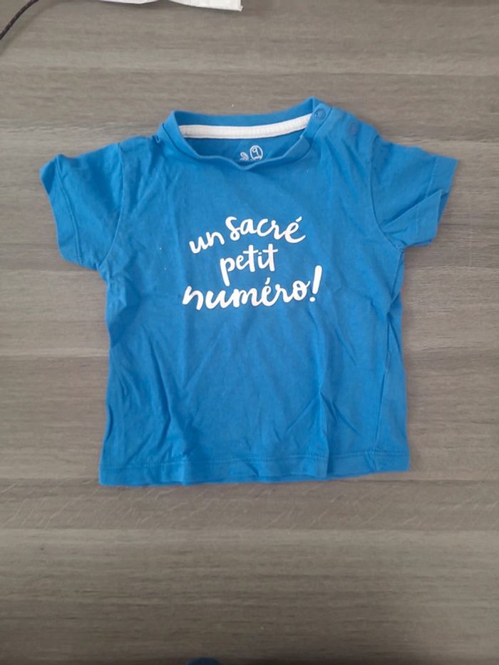 Tee-shirt MC bleu 9 mois