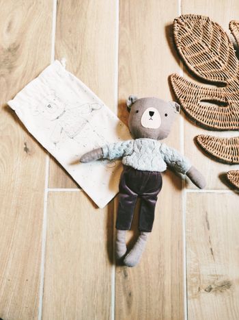 🐻Peluche doudou Ours/ourson avec son Pull tricot en tissu/peluche marque Vertbaudet