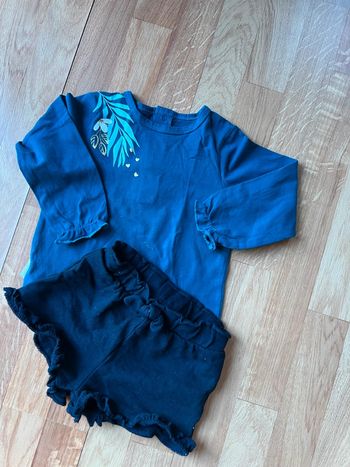 Ensemble fille short Kiabi et t-shirt à manches petit béguin  longues 3 ans