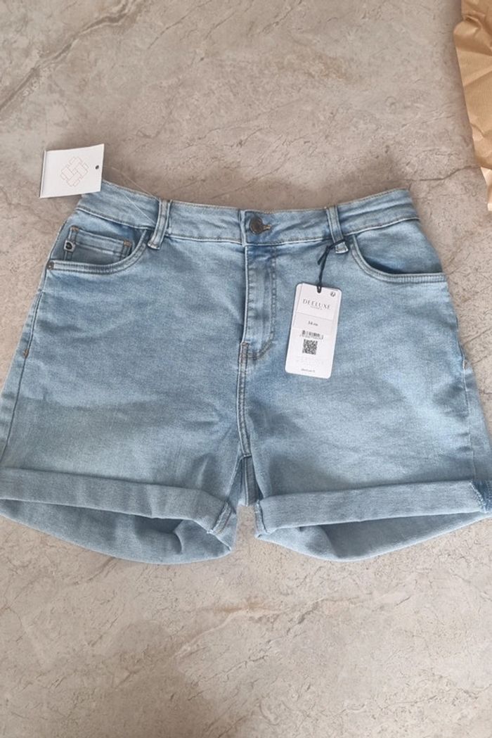 Short en jean Deeluxe - Cassandre Light Stone Used Bleu - photo numéro 3