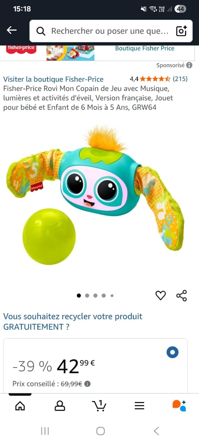 Lance balle Rovi mon copain de jeux