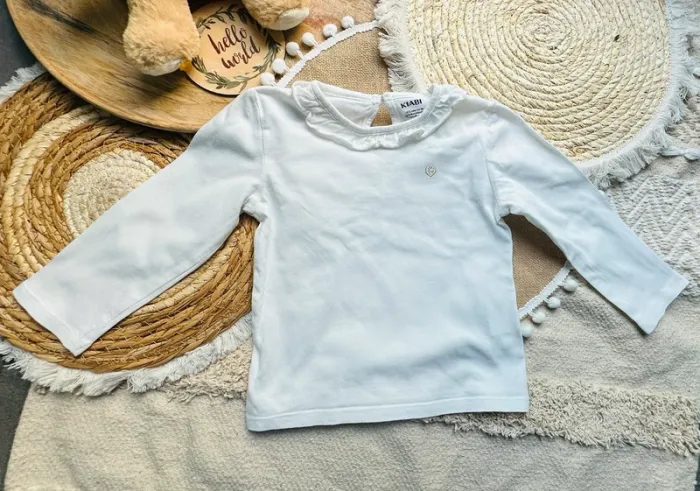 Blouse Kiabi blanche petit cœur 18M 81cm