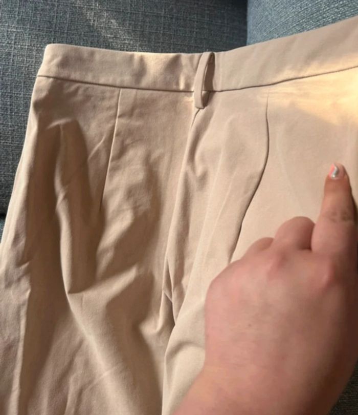 Pantalon taille haute beige taille L - photo numéro 3