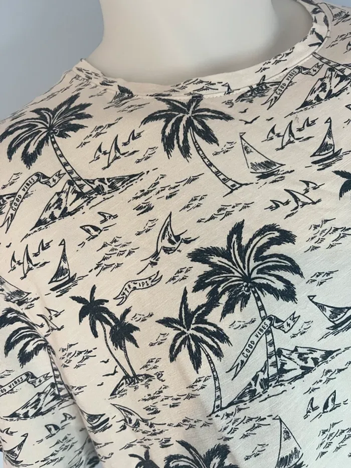 T-shirt slim homme Jules L blanc à motifs marins bleu marine – été, 100% coton - photo numéro 2