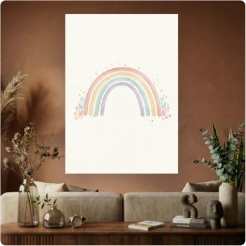 Affiche murale “Arc-en-ciel Pastel” décoration enfant bohème douce A3 Sans cadre