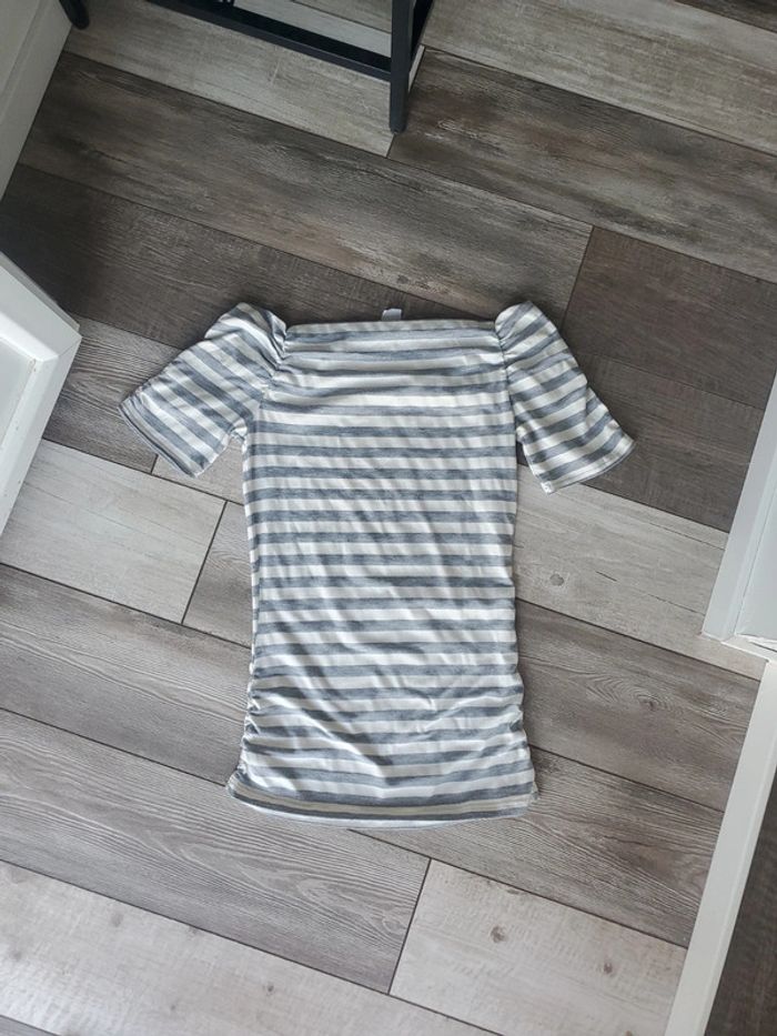 Tshirt rayé gris & blanc - Rainbow - photo numéro 3