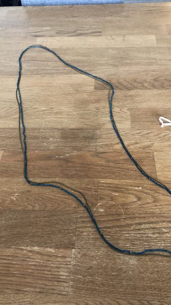 Sautoir perles turquoise chaîne bronze