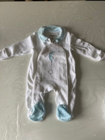 Pyjama velours Orchestra blanc et bleu 3 mois