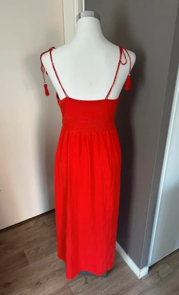 Promod robe longue été rouge orange, taille M/38 - photo numéro 4