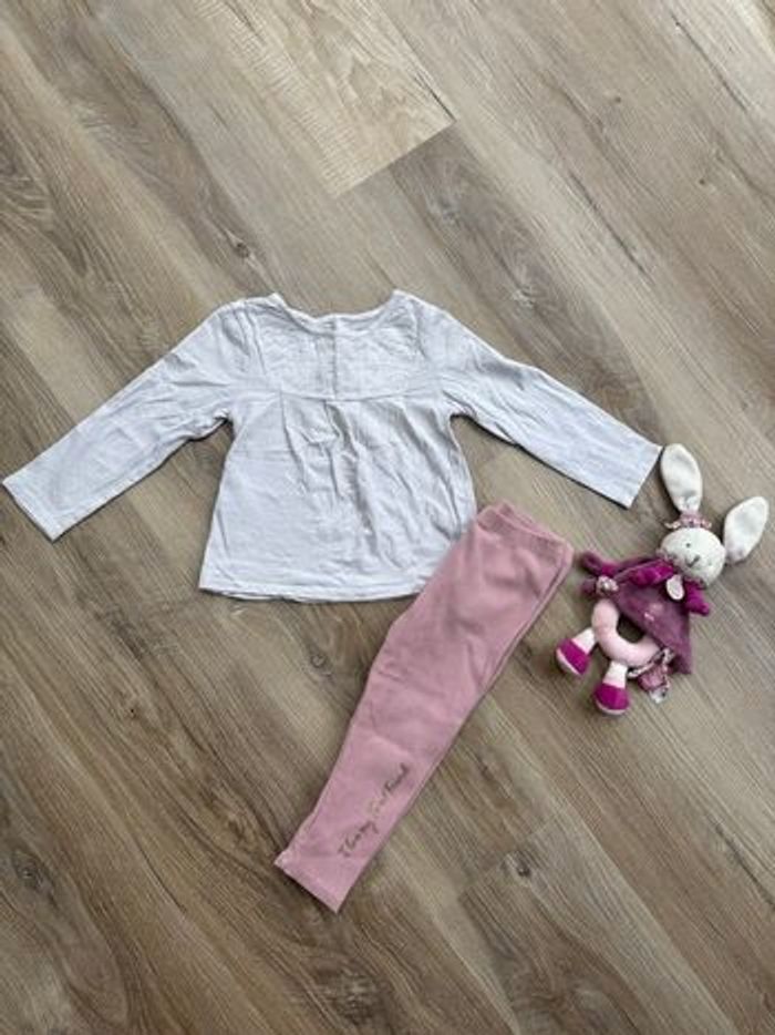 Ensemble t-shirt ML + legging taille 24 mois