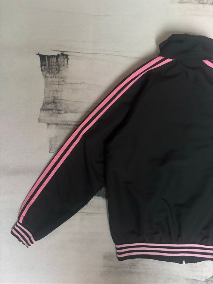 Veste à zip Adidas vintage taille 14 ans noir bandes roses - photo numéro 7