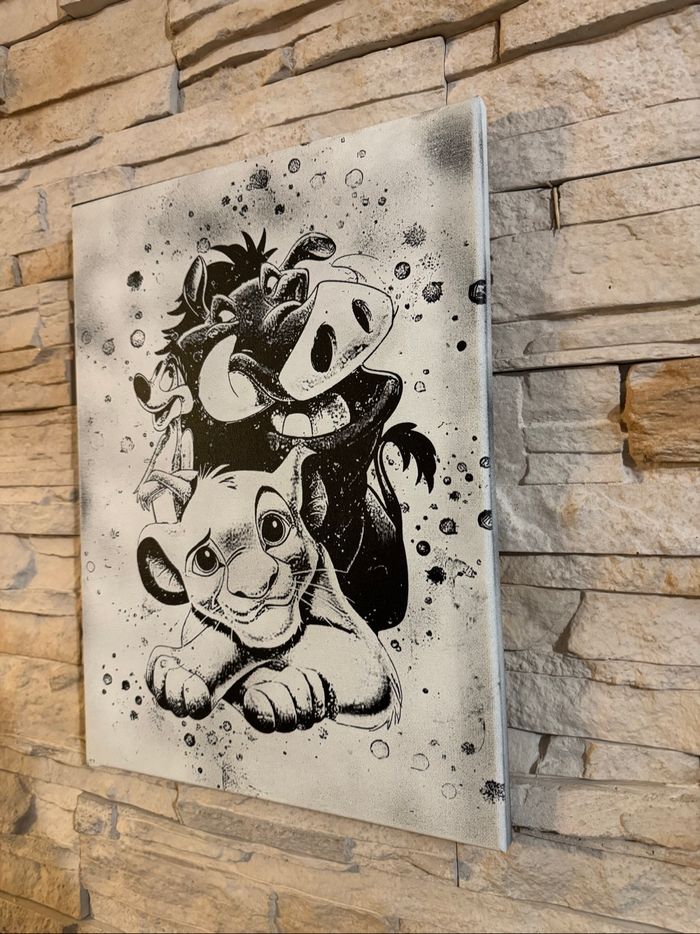 Tableau Simba Timon et Pumbaa Le Roi Lion en toile 30x40cm - photo numéro 4