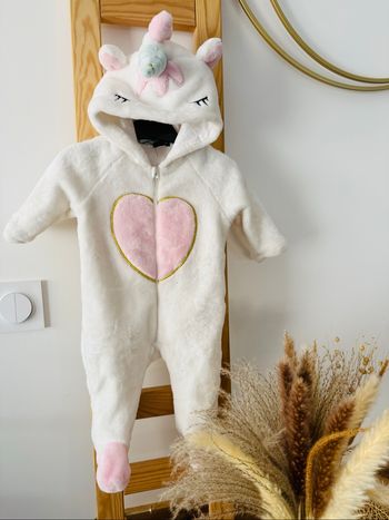 Grenouillère bébé fille licorne blanc et rose Kiabi 3 mois