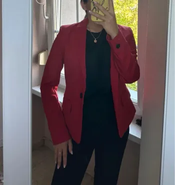 Veste de costume blazer mango rouge cintrée structuré
