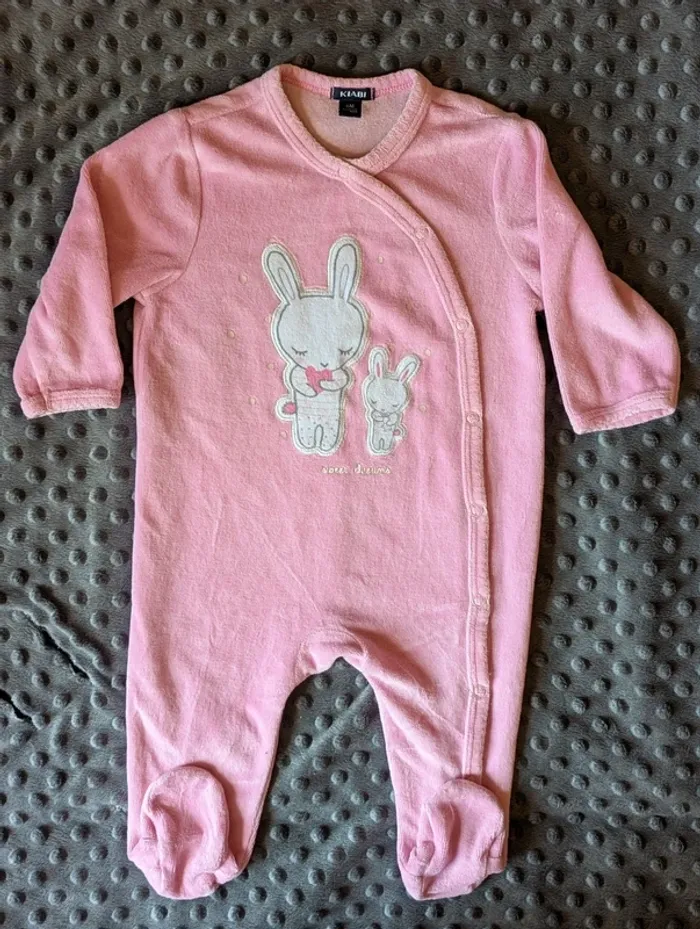 Pyjama velours bébé 6 mois Kiabi #lapin #mamanbébé #rose #chaud - photo numéro 6
