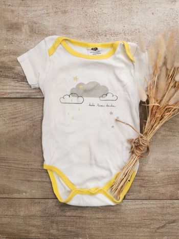 🌸Body manches courtes blanc jaune nuage mixte 9mois