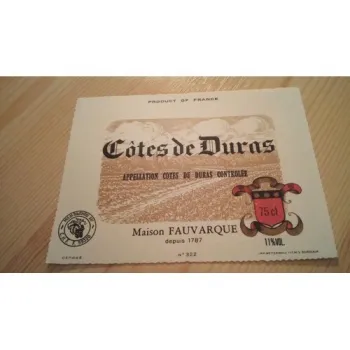 étiquette de vin côte de Duras neuve -