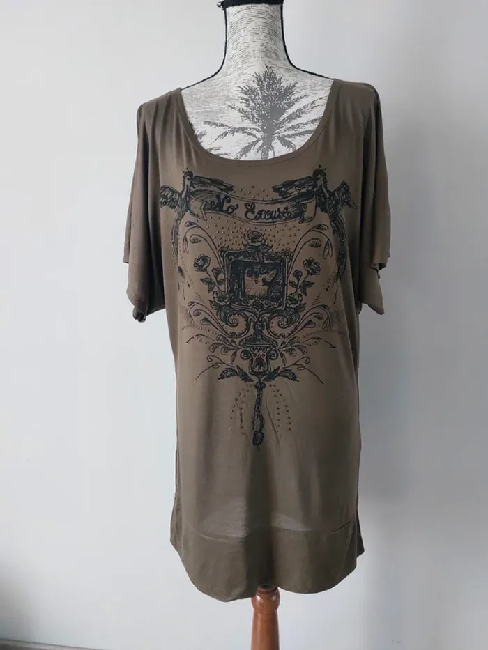 T-shirt "No Excuse" léger kaki