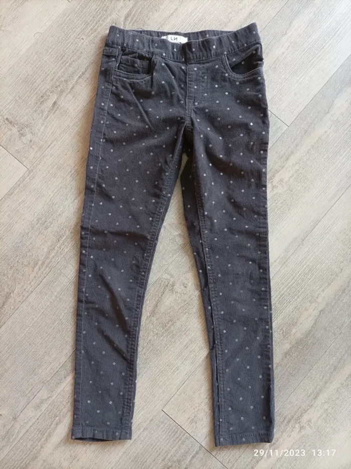 Pantalon velours slim gris 8 ans