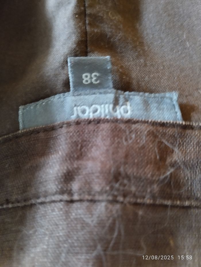 Veste chocolat en lin Phildar taille 38 - photo numéro 8