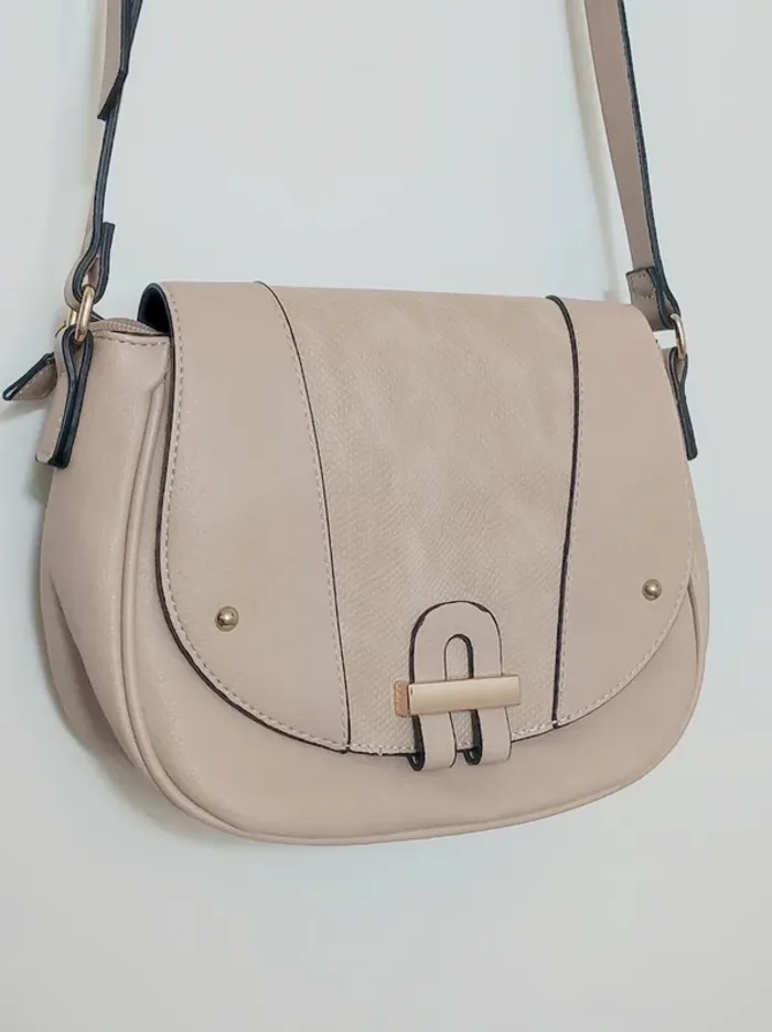 Sac à main effet cuir demi-lune bandoulière beige y2k - photo numéro 2