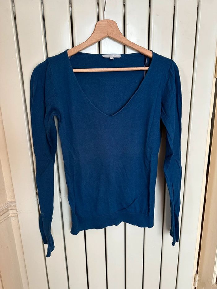 Pull col V Etam S bleu marine