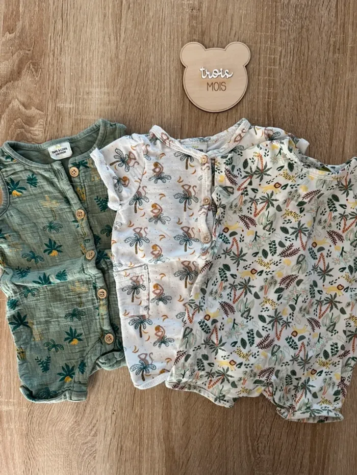 Lot de 3 combi short - Taille 3 mois