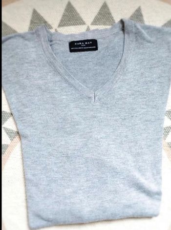 Pull  fin gris  clair  Col  V Zara  S Très bon  état