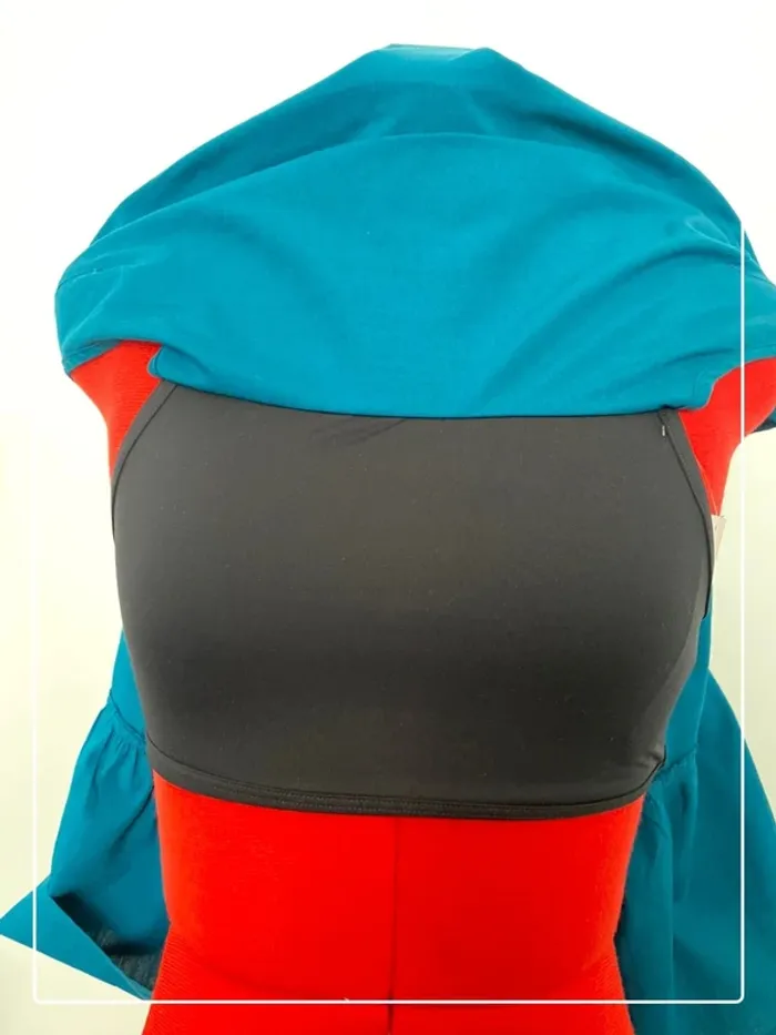 Robe volant bleu canard et dentelle noire Camaïeu - photo numéro 8