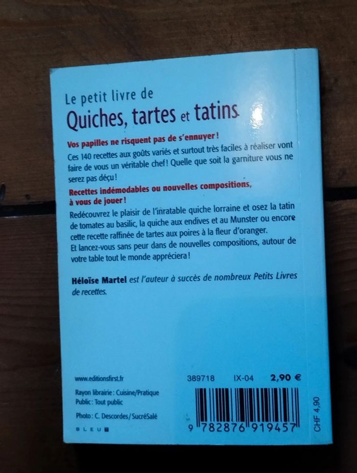 2 petits livres de recettes quiches tartes tatins bistrot - photo numéro 3