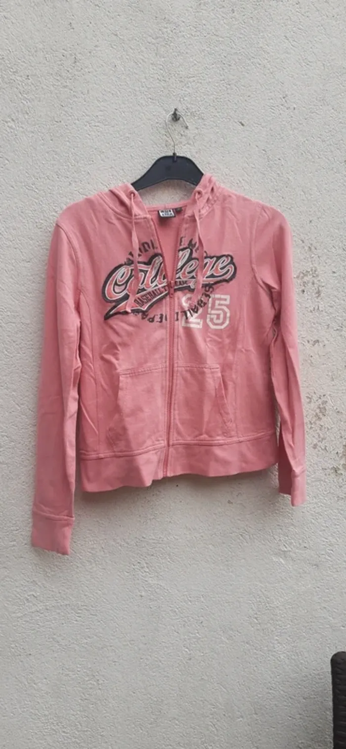 Veste zippée rose à capuche taille M walk and Talk - photo numéro 2