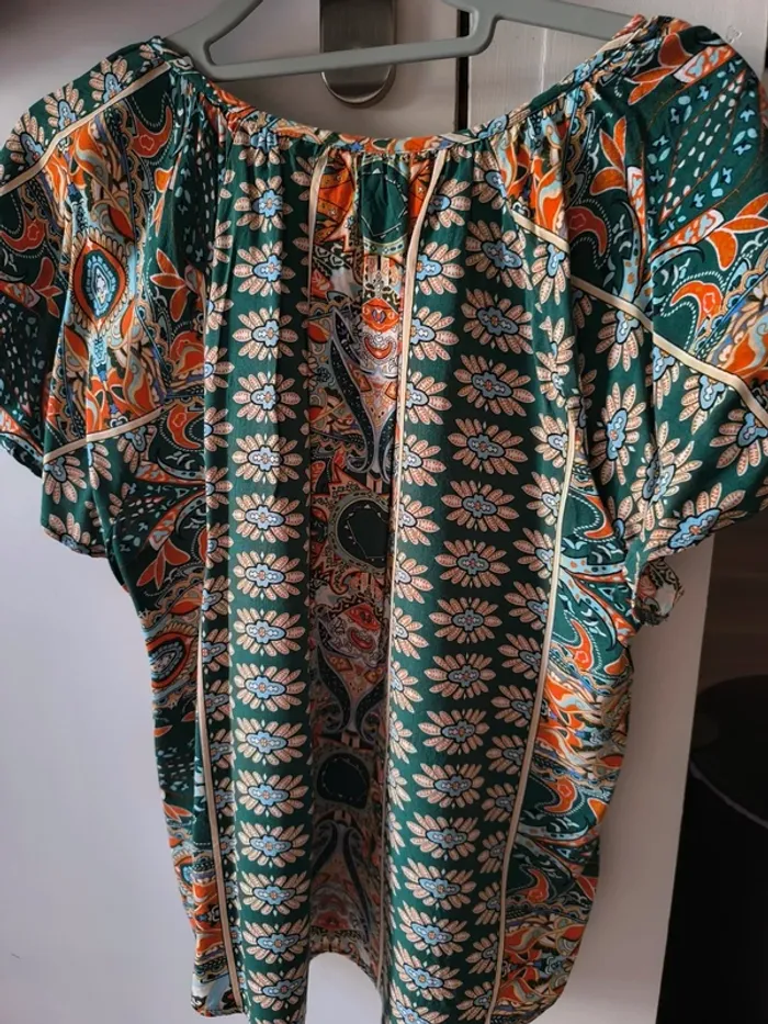 Blouse orange et verte shein taille 38 - photo numéro 4