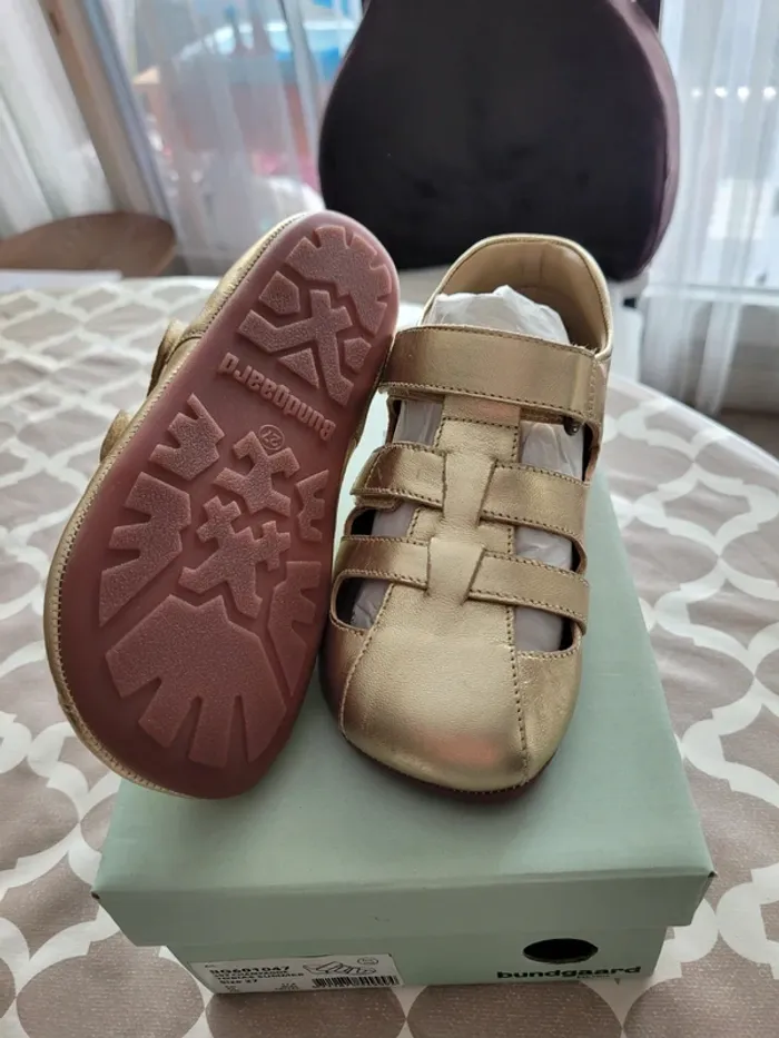 Sandales dorée cuir bundgaard neuves - photo numéro 3