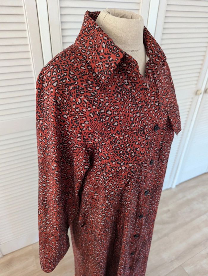 Robe longue motif léopard terracotta