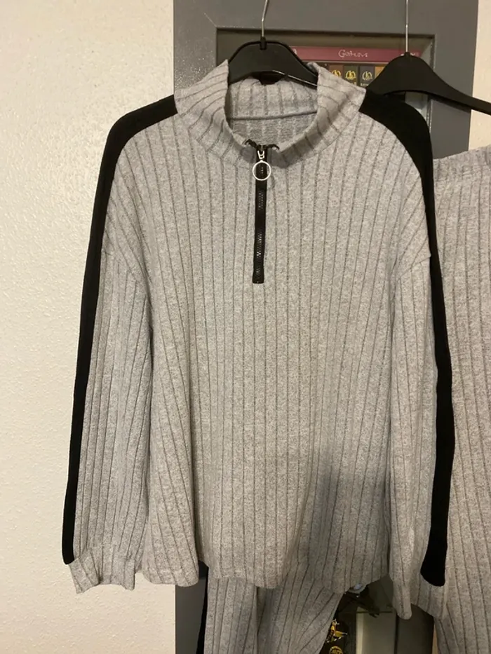 superbe ensemble détente pull + pantalon gris SHEIN 4xl - photo numéro 2