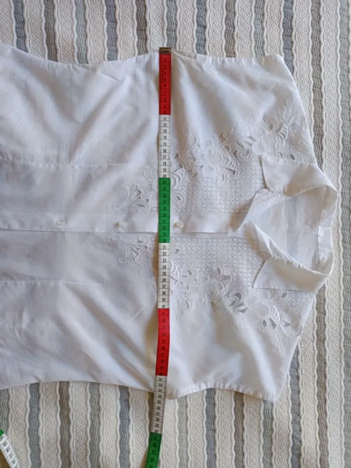 Blouse vintage broderie t.40 100% coton - photo numéro 5