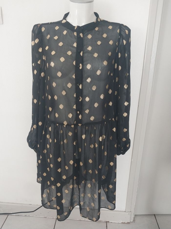 Robe H&M noire à pois dorés – Taille M