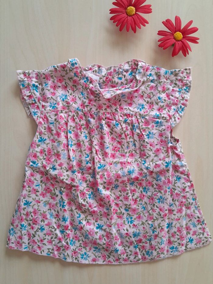 Blouse rose fleurie 12 mois