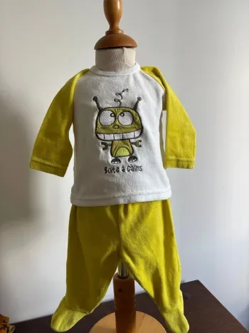 Pyjama bébé garçon 6 mois jaune blanc motif La boîte à malice
