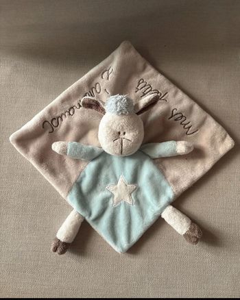 Doudou plat mouton Kimbaloo Mes petits z'animaux bleu