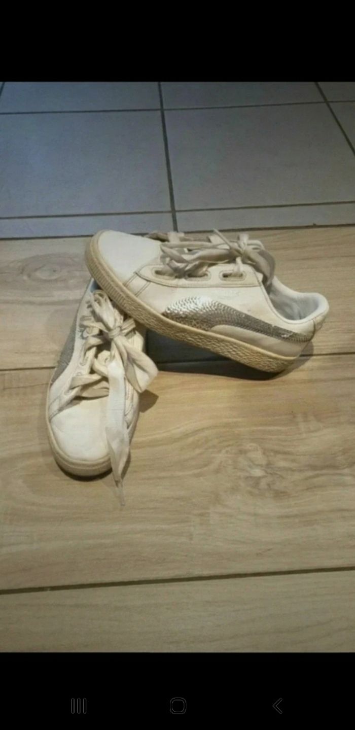 Baskets paillettes argenté puma 35