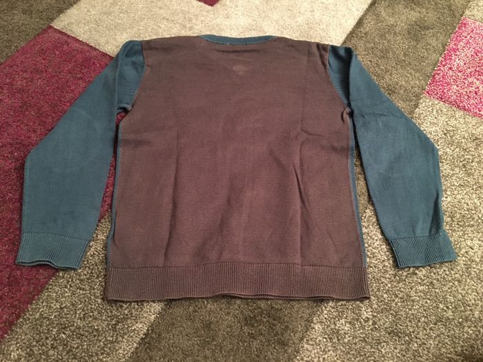 Pull bleu/gris Vertbaudet taille 10 ans - photo numéro 2