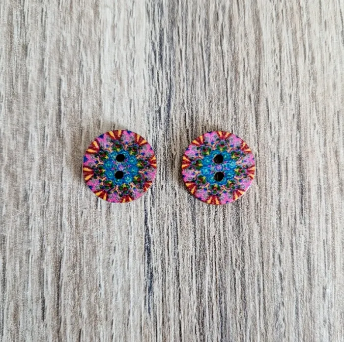 Lot de 2 boutons en bois vintage