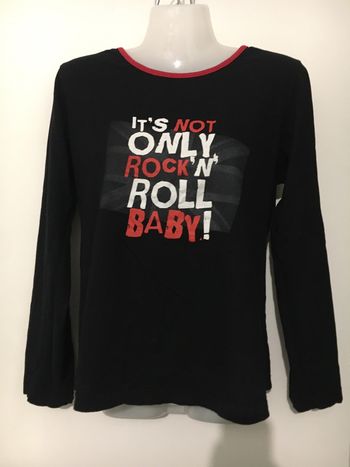 T-shirt manches longues noir et rouge in extenso 38/40