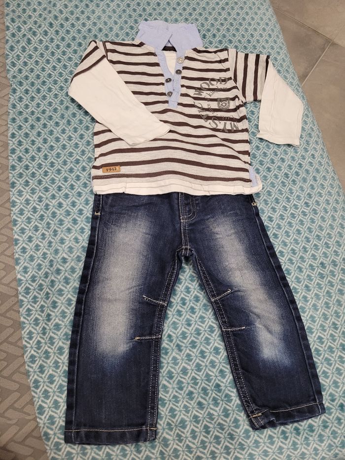 Ensemble T-shirt manches longues + jean 18mois
