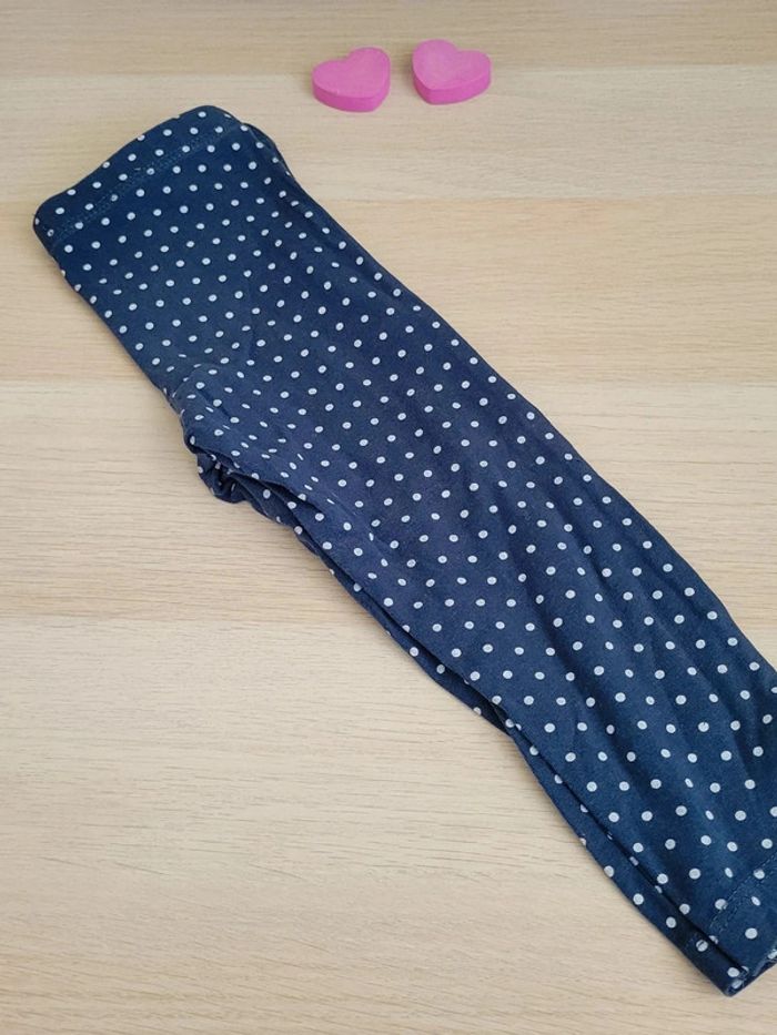 Legging bleu a pois blanc 24 mois Tissaiai - photo numéro 2